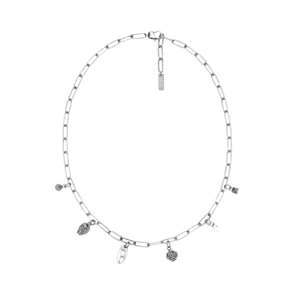 DX160500DJW-01 Diesel Stainless Steel Charm Necklace Silver