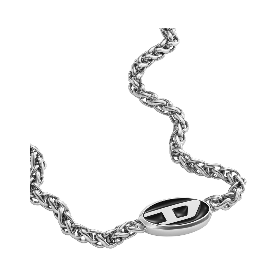 DX147000DJW-01 Diesel Stainless Steel Chain Necklace Silver Black