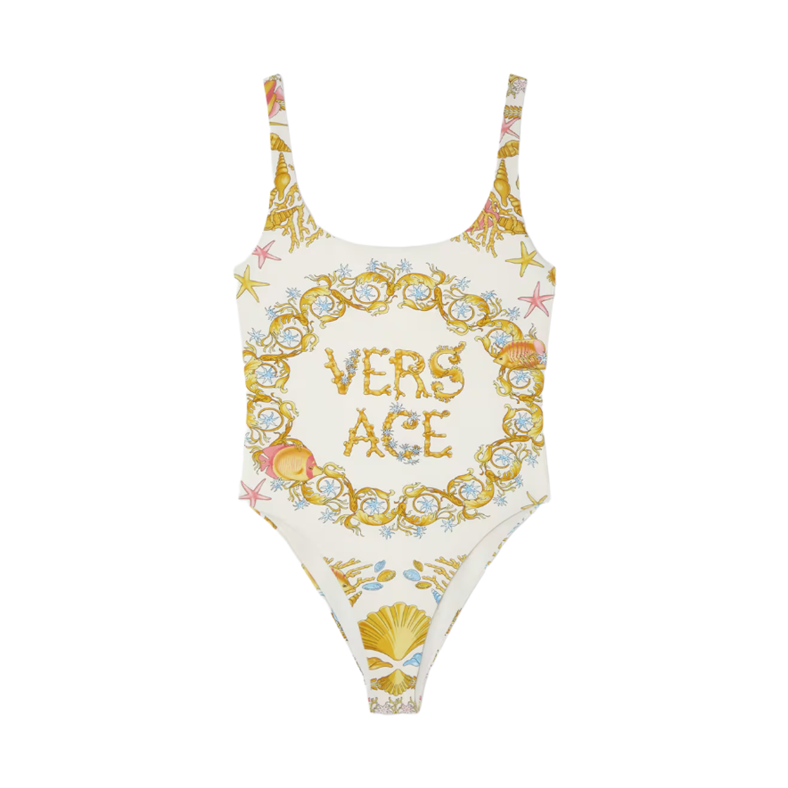 (W) 베르사체 바로코 원피스 스윔수트 멀티컬러 골드((W) Versace Barocco One-Piece Swimsuit Multicolor Gold)