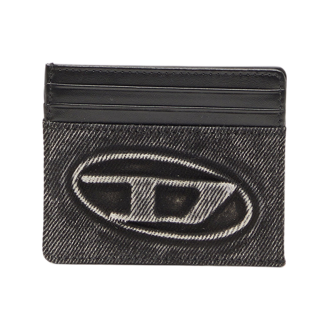 X10611P8764-T8013 Diesel Card Holder In Washed Cotton and Leather Dark grey