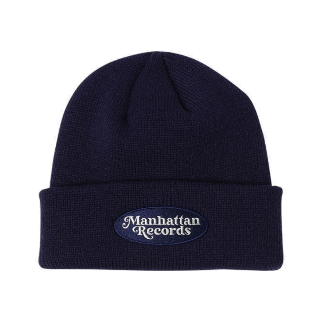 MR25CA018NA0 Manhattan Records Oval Logo Beanie - Navy