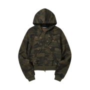 DAUSPICE Eyelet Stud Hoodie Zip-up Camo