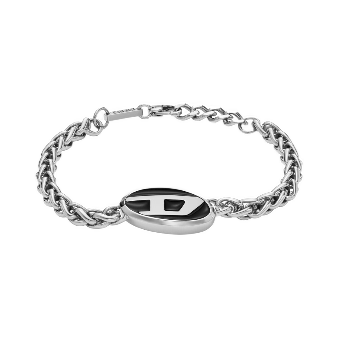 디젤 스테인리스 스틸 체인 브레이슬릿 실버 블랙(Diesel Stainless Steel Chain Bracelet Silver Black)