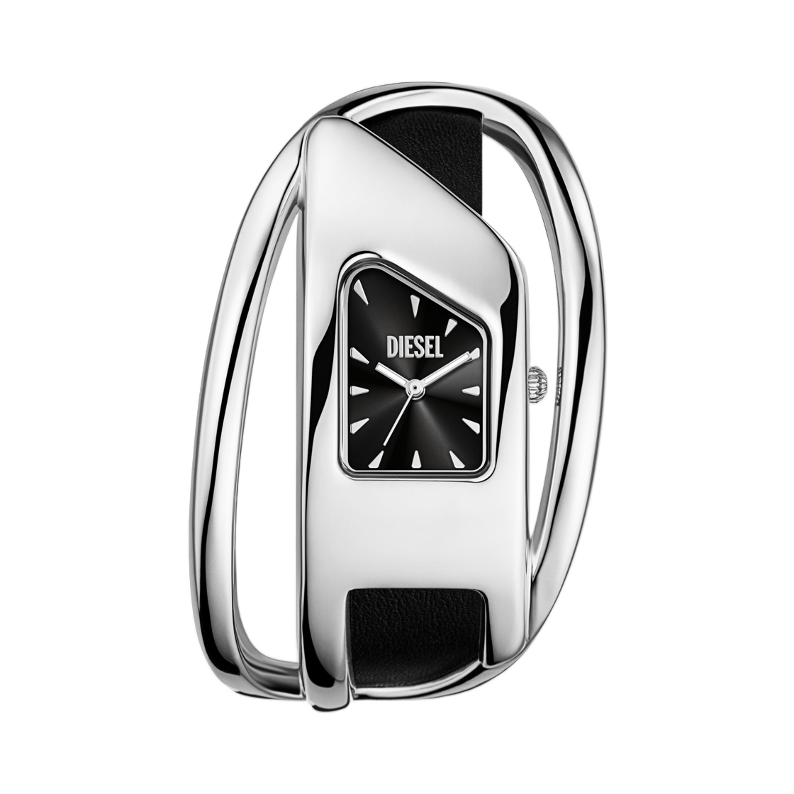 DZ562700QQQ-01 Diesel Wrap-D Black Leather Watch Silver Black