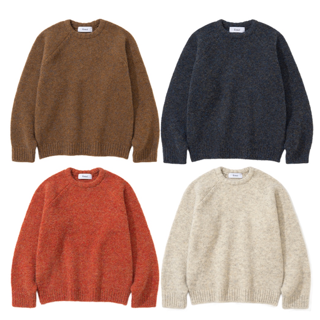 Knitted Boucle Reglan Crop Round Knit Oatmeal 착용 스타일 - 7