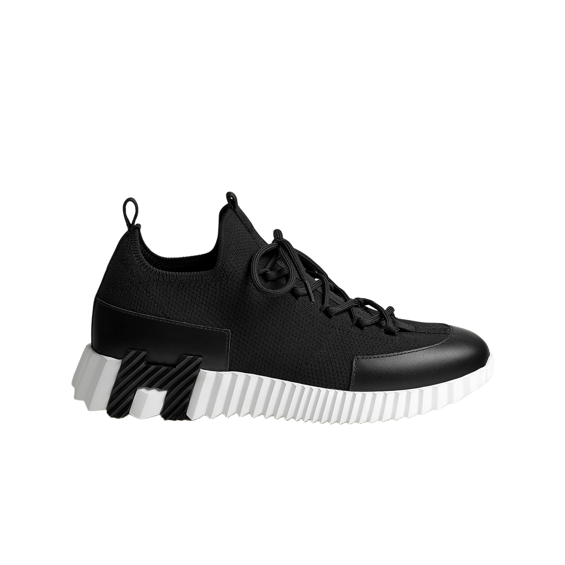 H252003Z03 (W) Hermes Lift Slip-On Sneakers Knit Calfskin & Noir