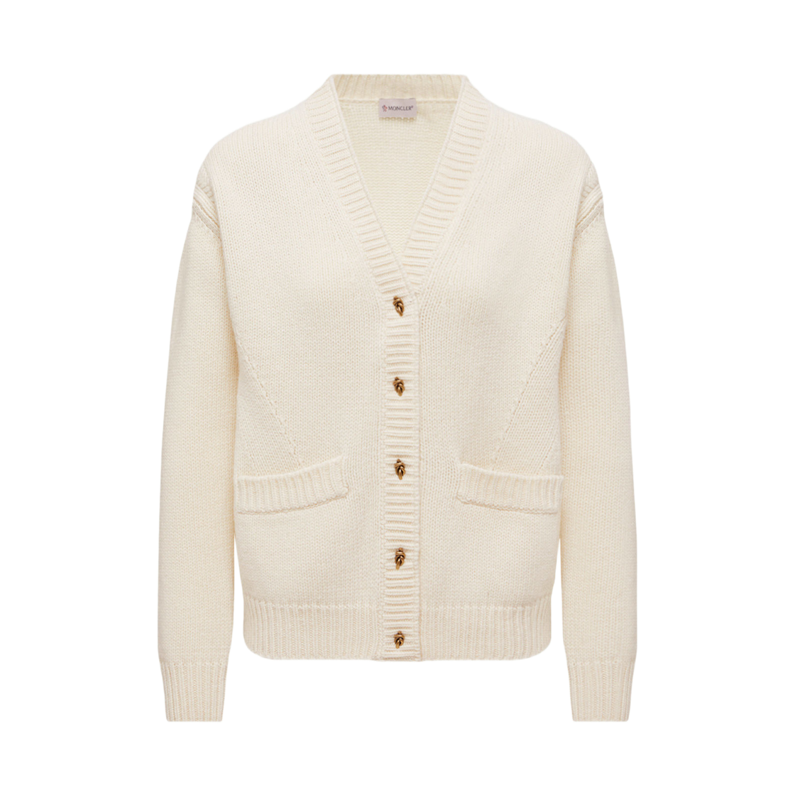 K2-093-9B00055-M4281-034 (W) Moncler Wool & Cashmere V-Neck Cardigan White - 25FW