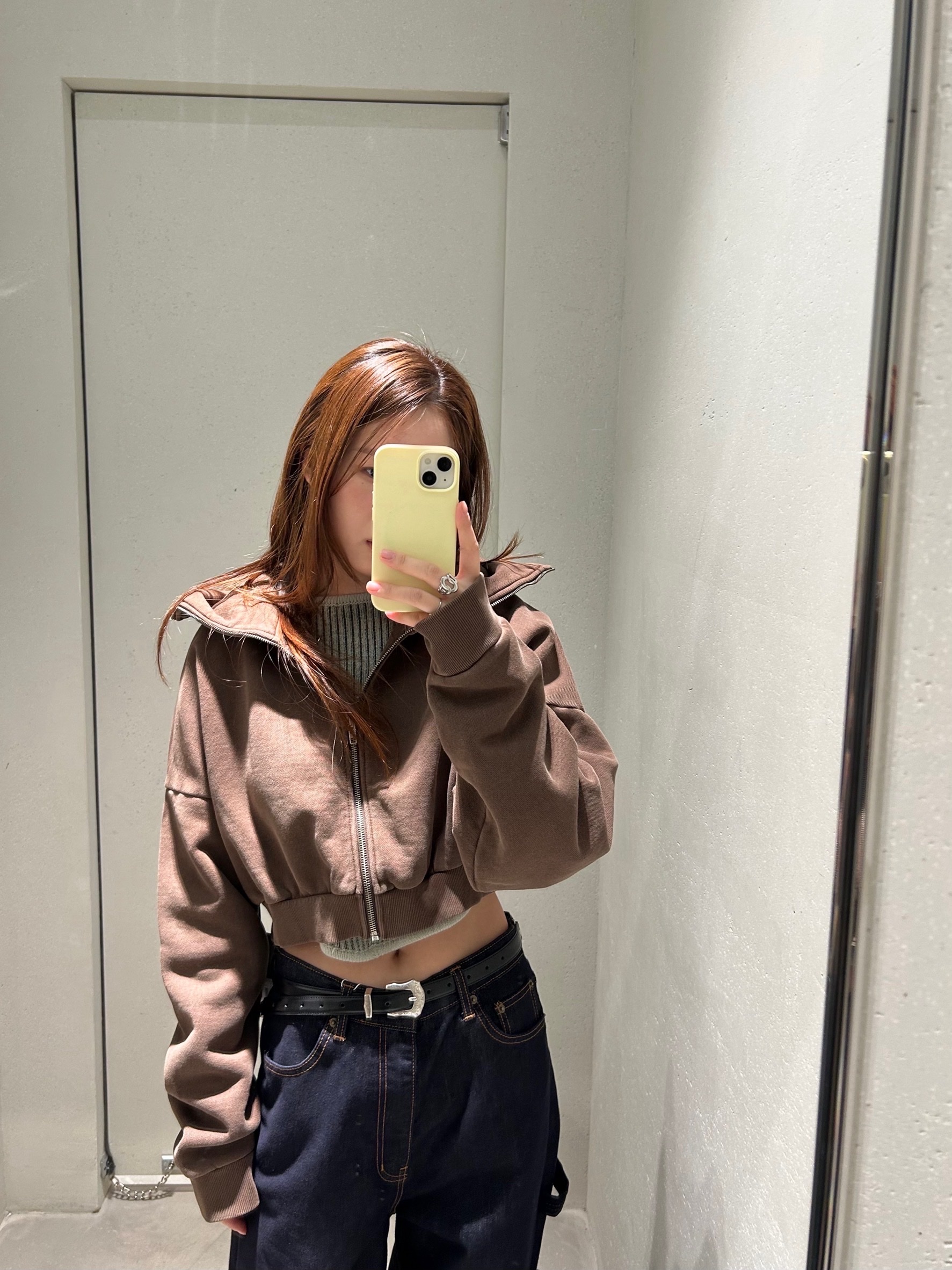 Entire Studios Women Cropped Full Zip Brunette - 25FW 착용 스타일 - 1
