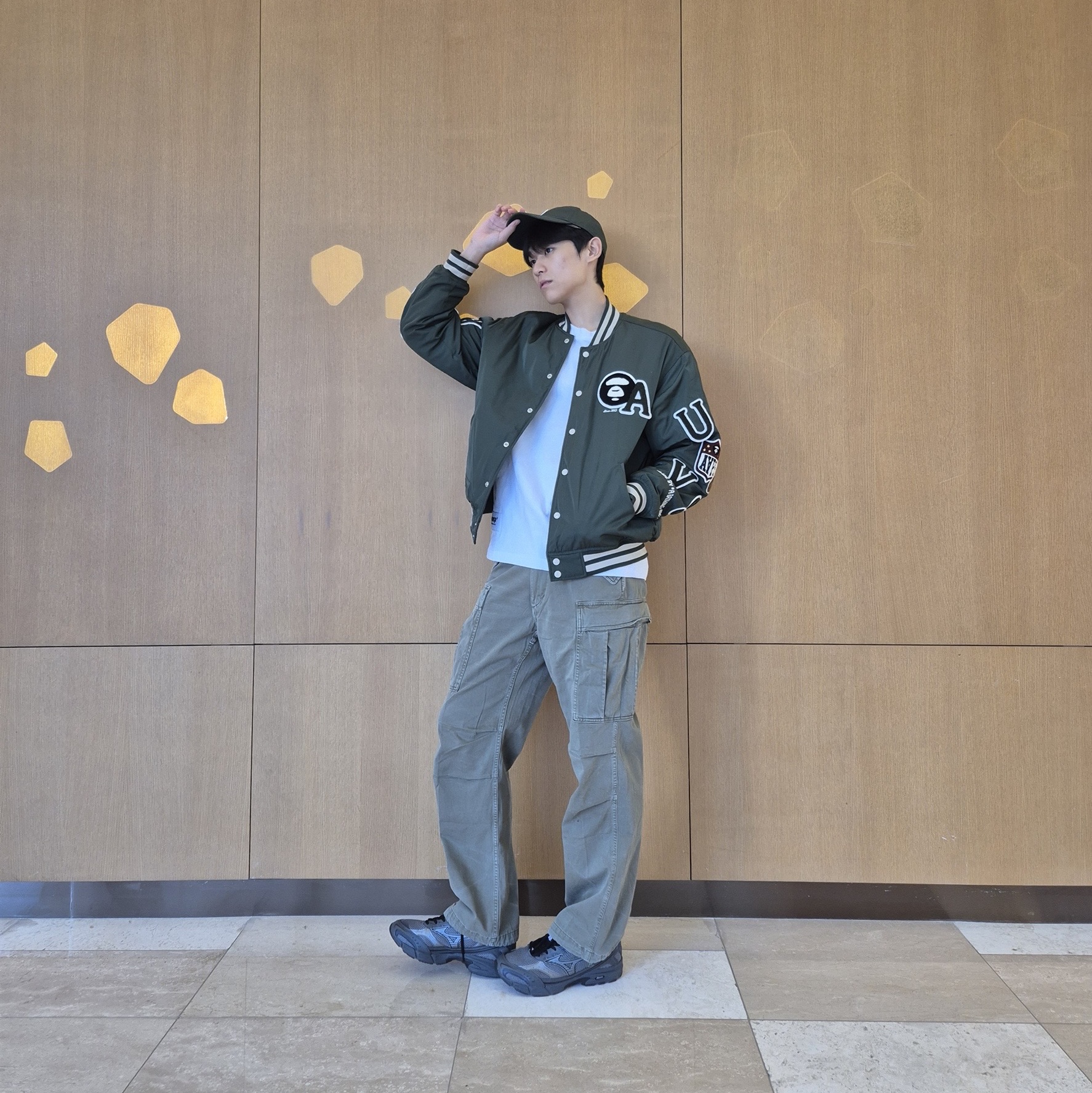 AAPE Now Cap Dark Green - 25FW 착용 스타일 - 1