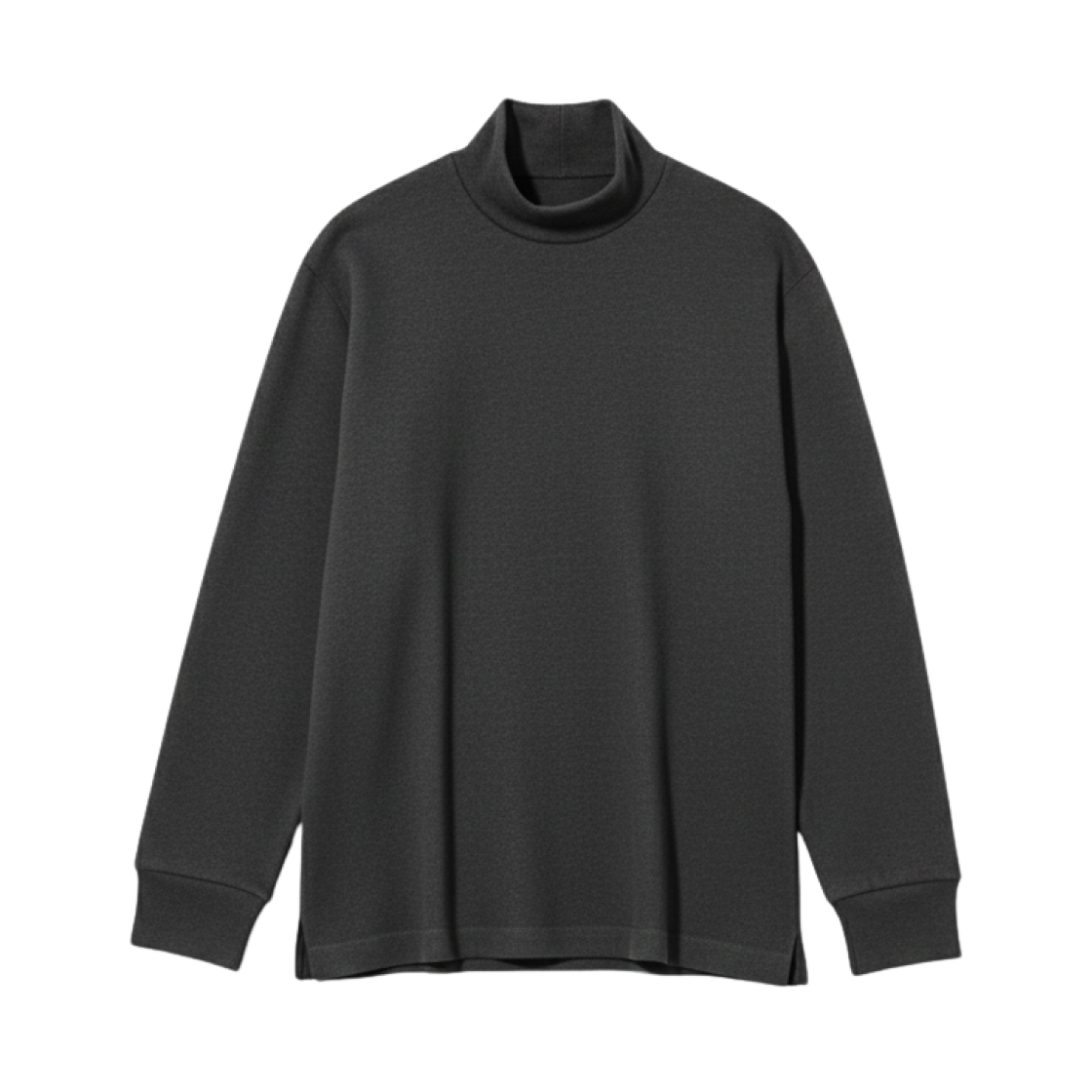 479790-08 Uniqlo Soft Knit Fleece Mock Neck T-Shirt Dark Gray - JP