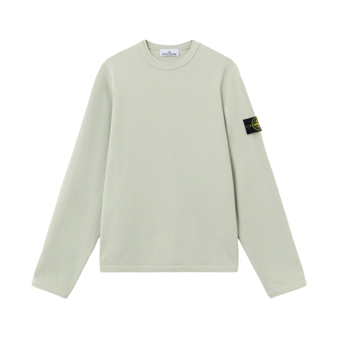 L1S1561000-11S0297-V0055 Stone Island 6100011 Mesh Stitch Organic Cotton Fleece Regular-Fit Crewneck Sweatshirt with Elasticated Trims Sage Green - 26SS