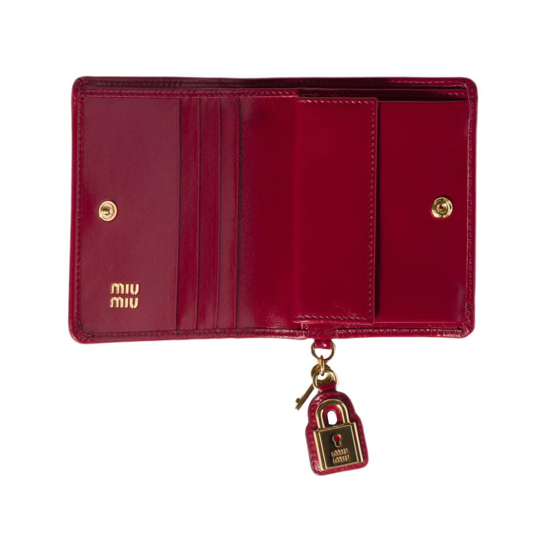 미우 미우 스몰 레더 월렛 루비 레드(Miu Miu Small Leather Wallet Ruby Red) - 2