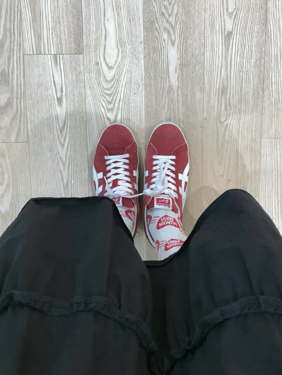 Human Made Heart Pattern Socks Red 착용 스타일