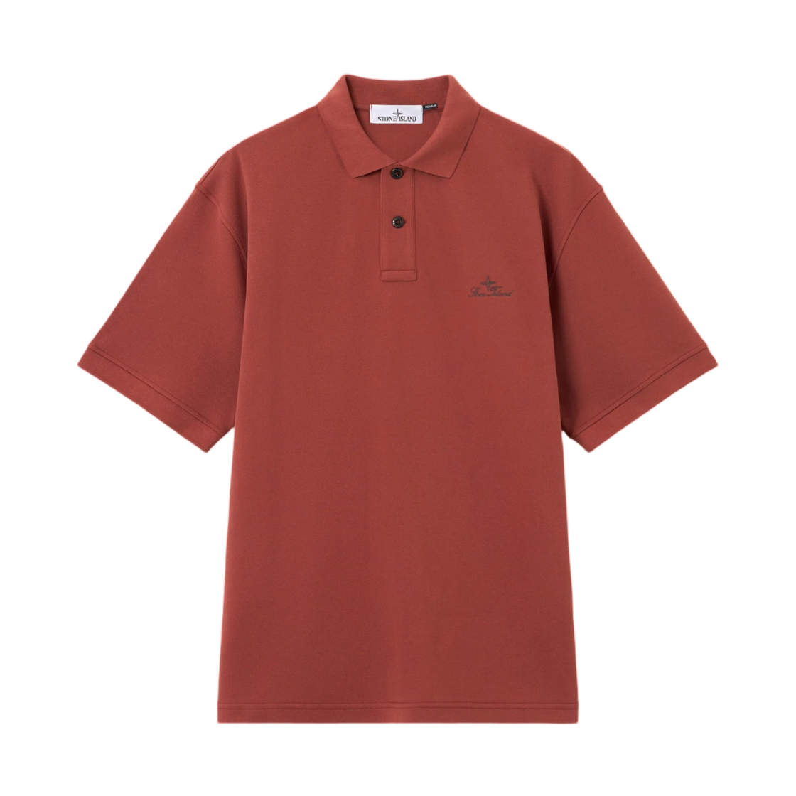 L1S1522000-01S0039-V0015 Stone Island 2200001 50/2 Organic Cotton Pique Regular-Fit Short-Sleeve Polo with Logo Embroidery Brick Red - 26SS