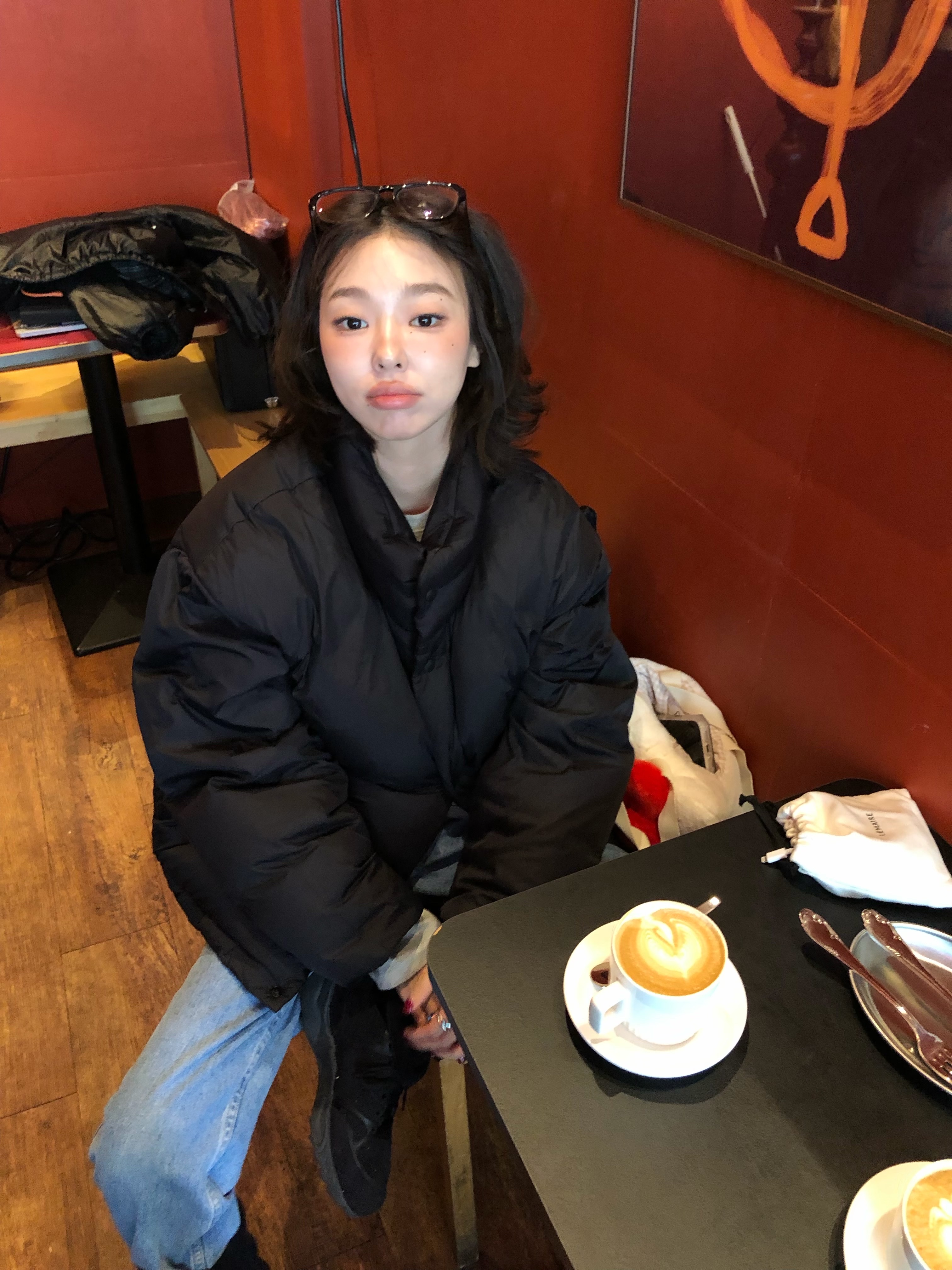 Polyteru Human Index Human Down Puffer 1.2v Black 착용 스타일 - 1