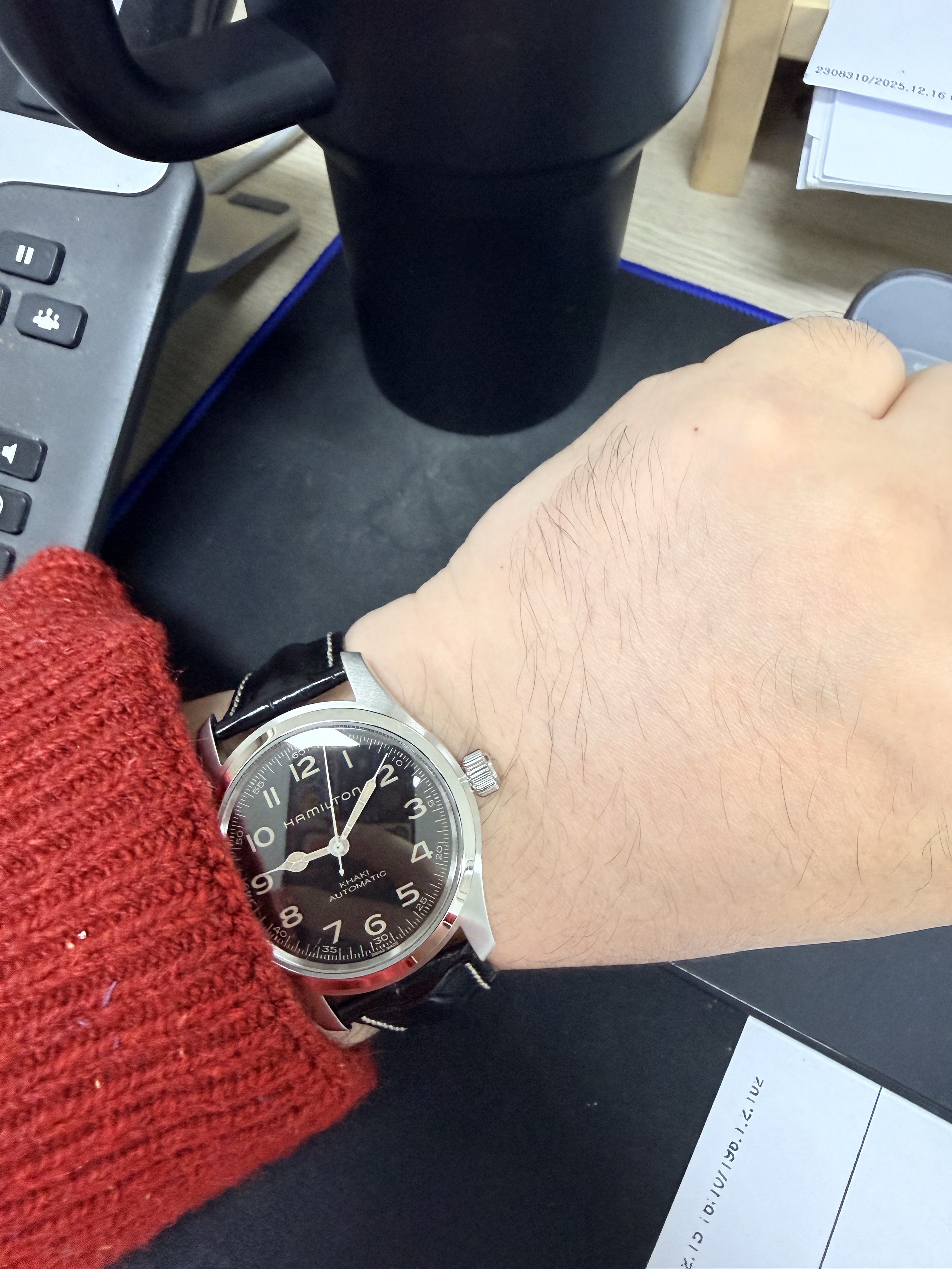 Hamilton Khaki Field Murph 42mm Automatic Stainless Steel Leather Bracelet Set Black 착용 스타일