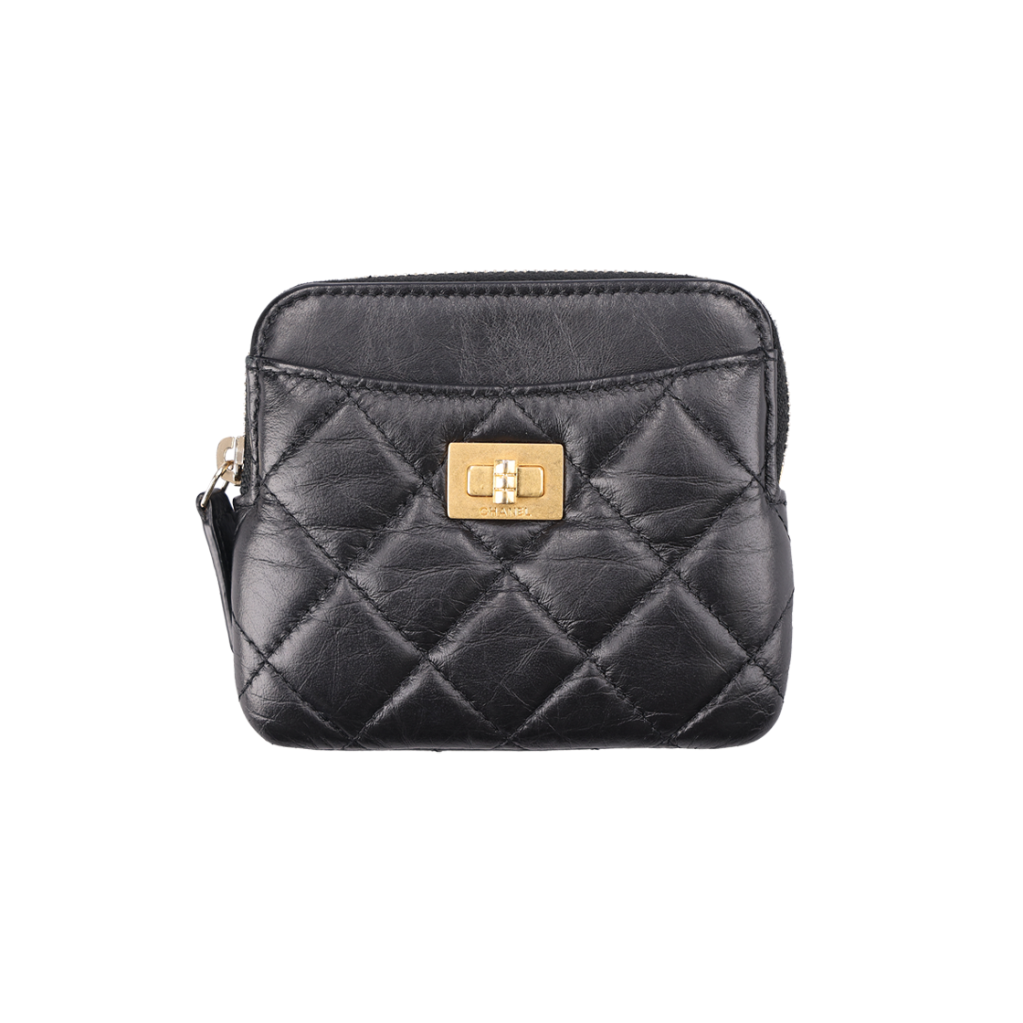 ITBGQ5UURBCU Chanel AP2592 2.55 Zip Coin Wallet in Black Leather with Gold Hardware