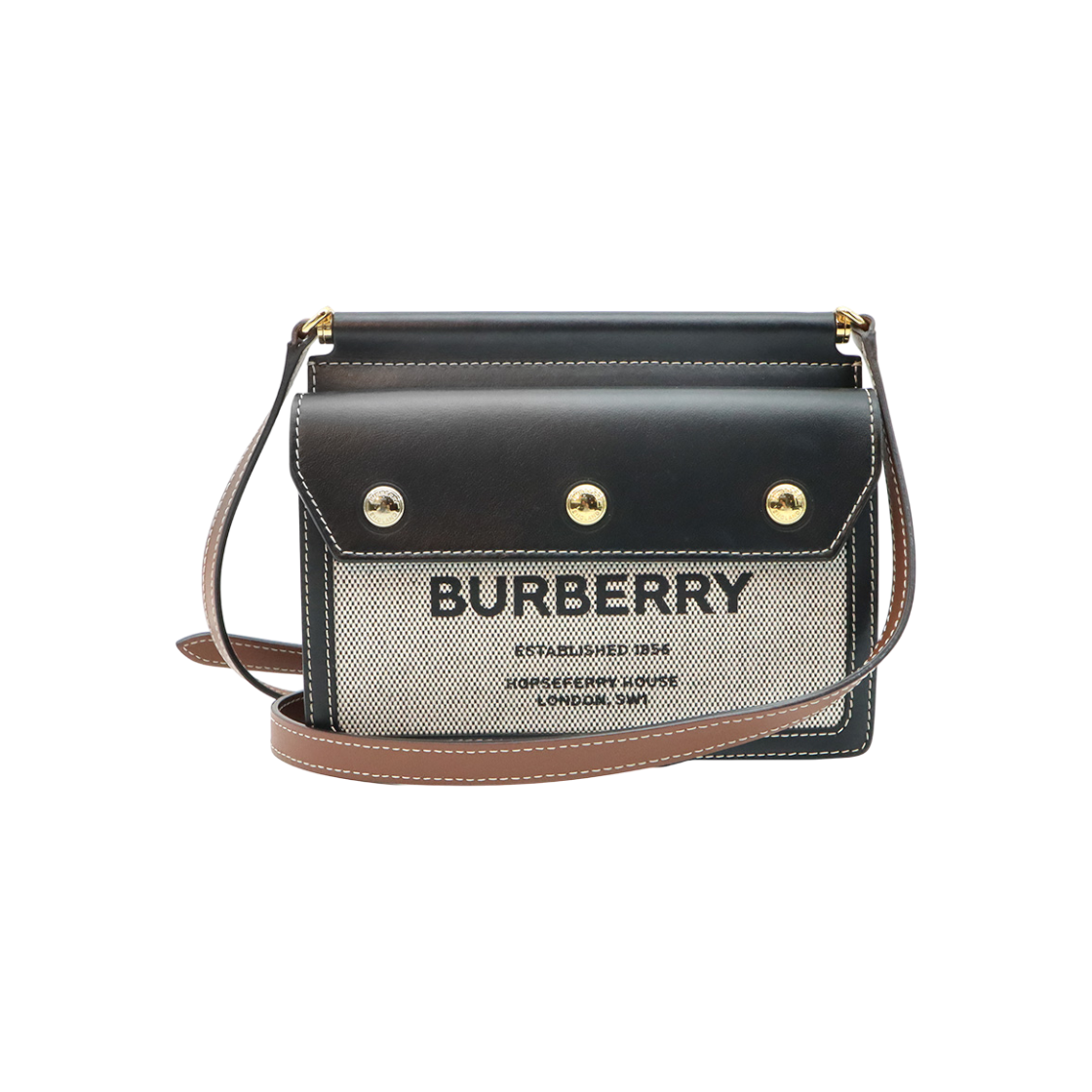 버버리 80146111 블랙 레더 호스페리 프린트 타이틀 미니 크로스백(Burberry Black Leather Horseberry Print Mini Crossbody Bag)