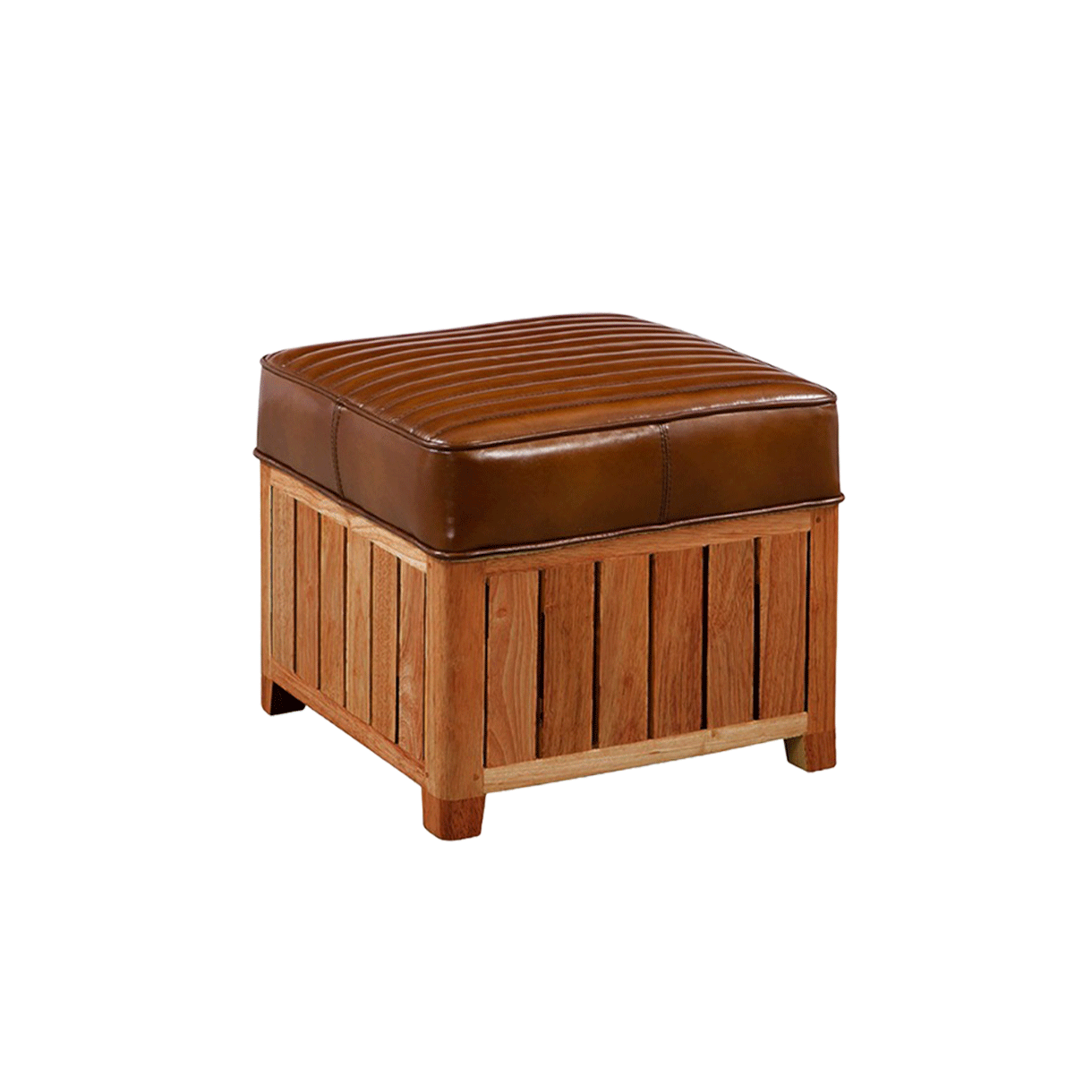 드비저리 프랑스 드비저리 꼬냑 스퀘어 스툴 오토만 빈티지레더([3% 포인트 적립] DE BEJARRY Cognac square stool vintage leather)