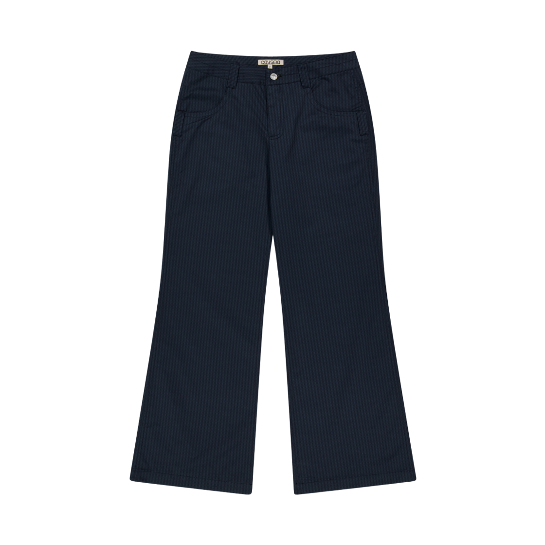 - (W) Coyseio x Blythe Check Boot Cut Pants Navy