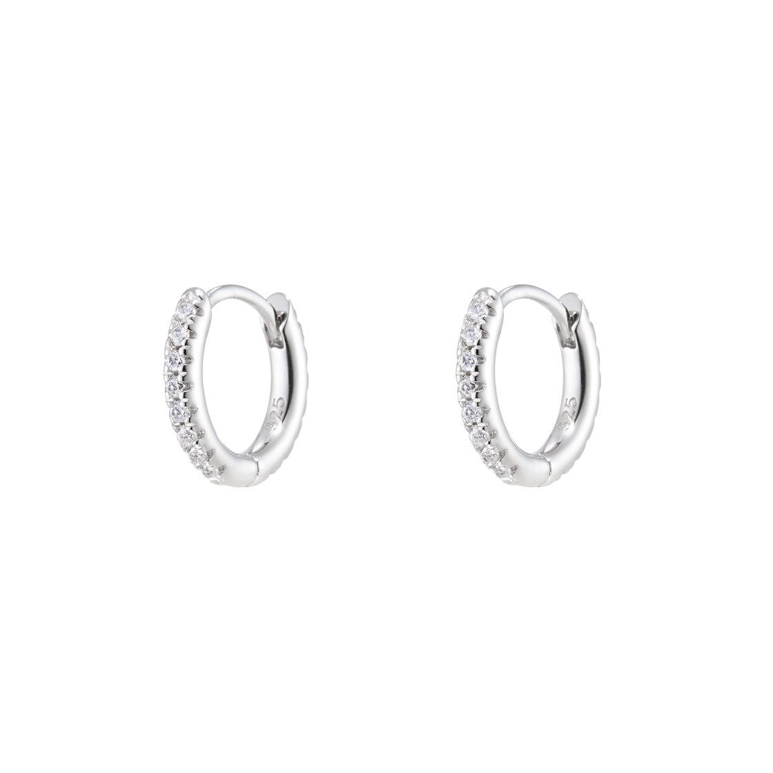 넘버링 #3122 베이직 파베 후프 이어링 실버(NUMBERING #3122 Basic Pave Hoop Earrings Silver)