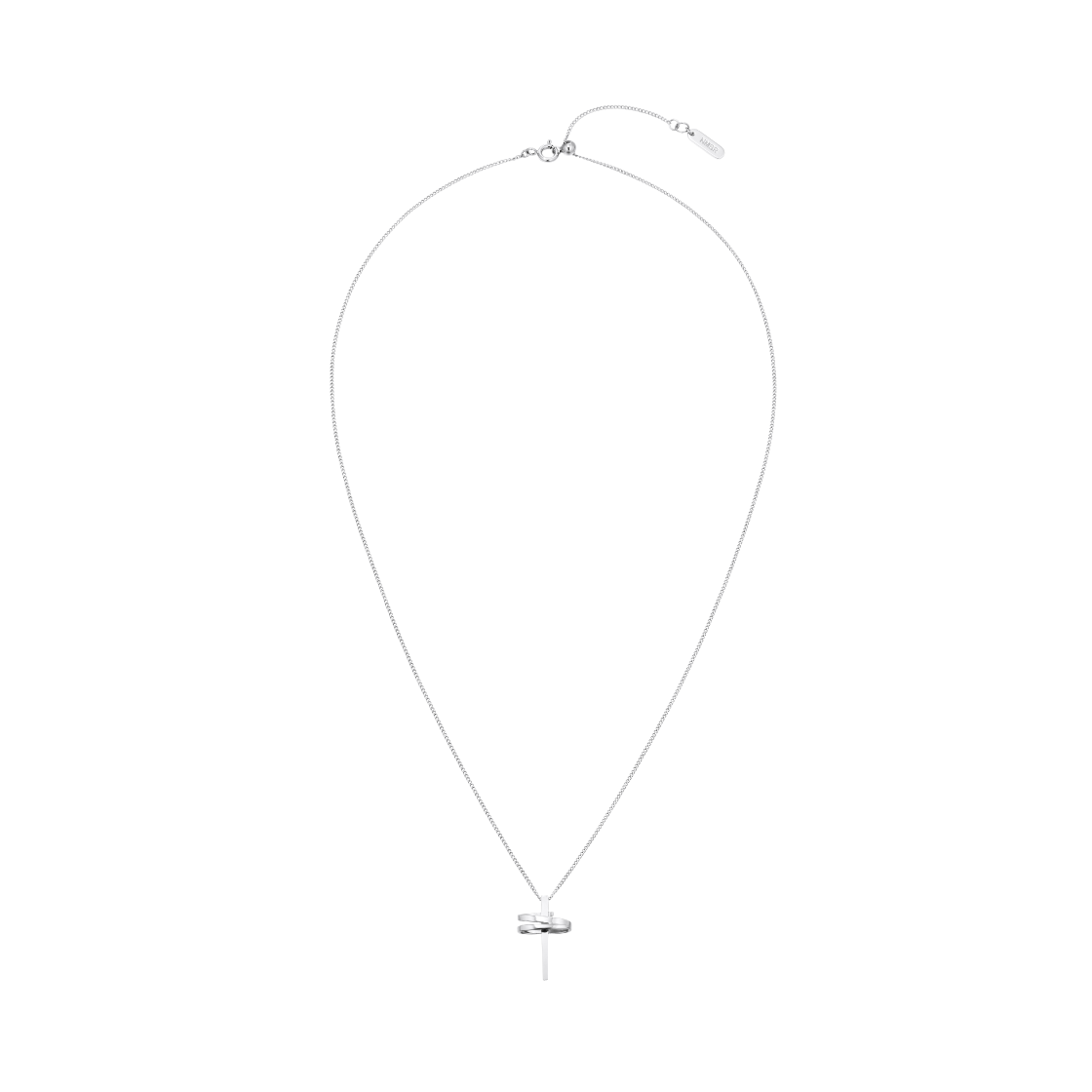 N25ON08 NUMBERING #4807 Coiled Cross Pendant Necklace Silver