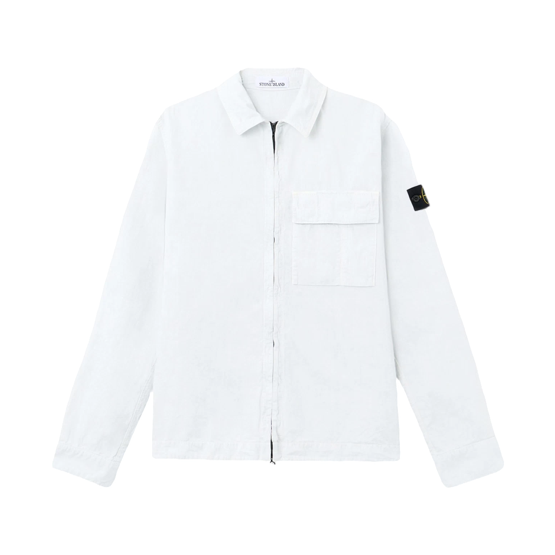 L1S1512000-08S00WN-V0141 Stone Island 1200008 Brushed Organic Cotton Canvas Old Effect Regular-Fit Zip-Up Overshirt with Pocket Sky Blue - 26SS