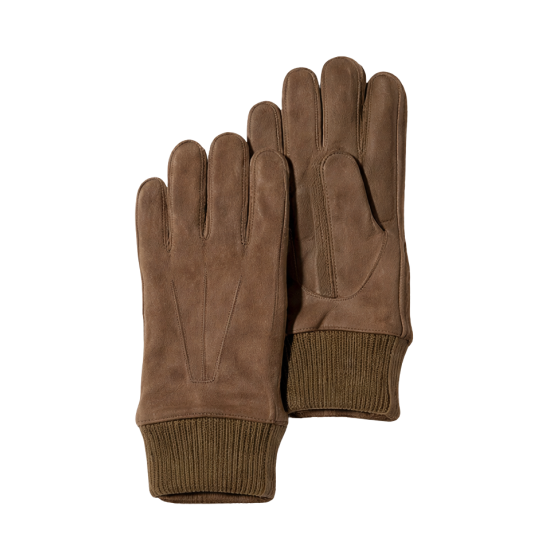 478316-34 Uniqlo Heattech Lined Faux Suede Gloves Brown - JP