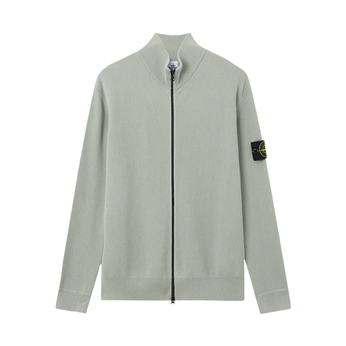 L1S1551001-26S00D8-V0055 Stone Island 5100126 Ribbed Soft Organic Cotton Regular-Fit Zip-Up Jumper Sage Green - 26SS