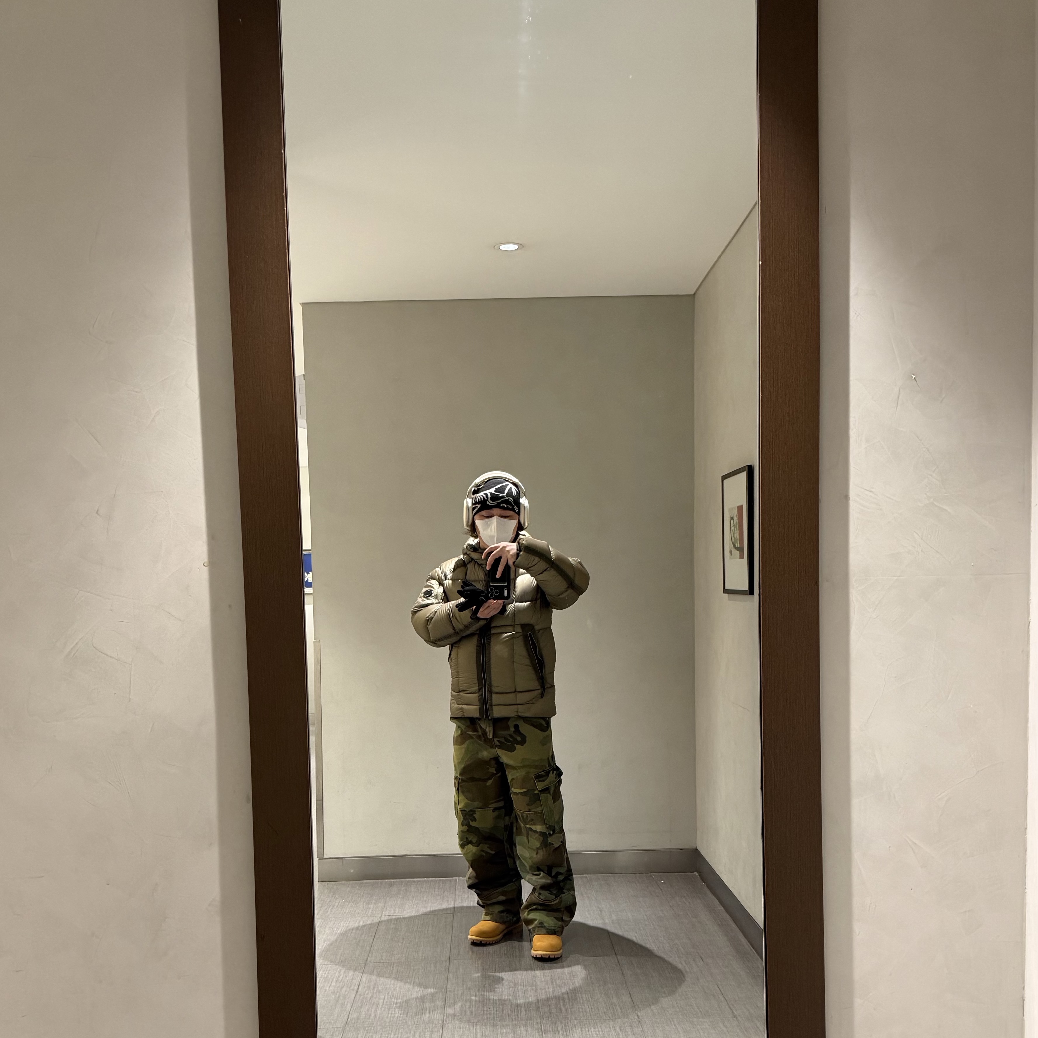 Suade Washed Cargo Pants Green Camo, Arc'teryx Bird Head Toque Orca 착용 스타일