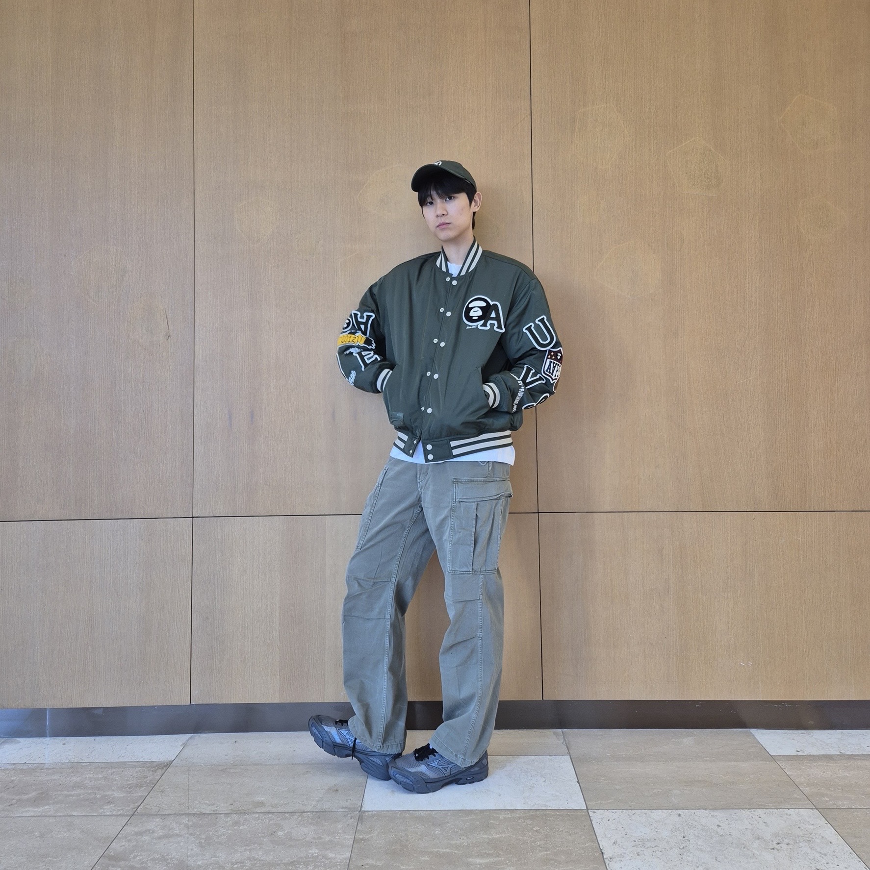 AAPE Now Cap Dark Green - 25FW 착용 스타일 - 3