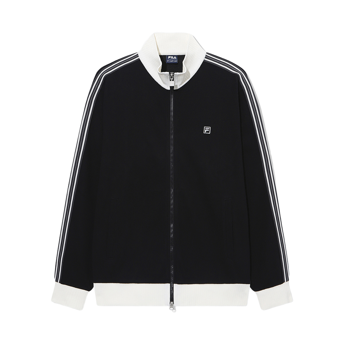 [6% 적립] 휠라 1911 유니 니트 트랙 집업 블랙([6% 적립] FILA 1911 Unisex Knit Track Zip-up Black)
