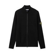 Stone Island 5100126 Ribbed Soft Organic Cotton Regular-Fit Zip-Up Jumper Black - 26SS