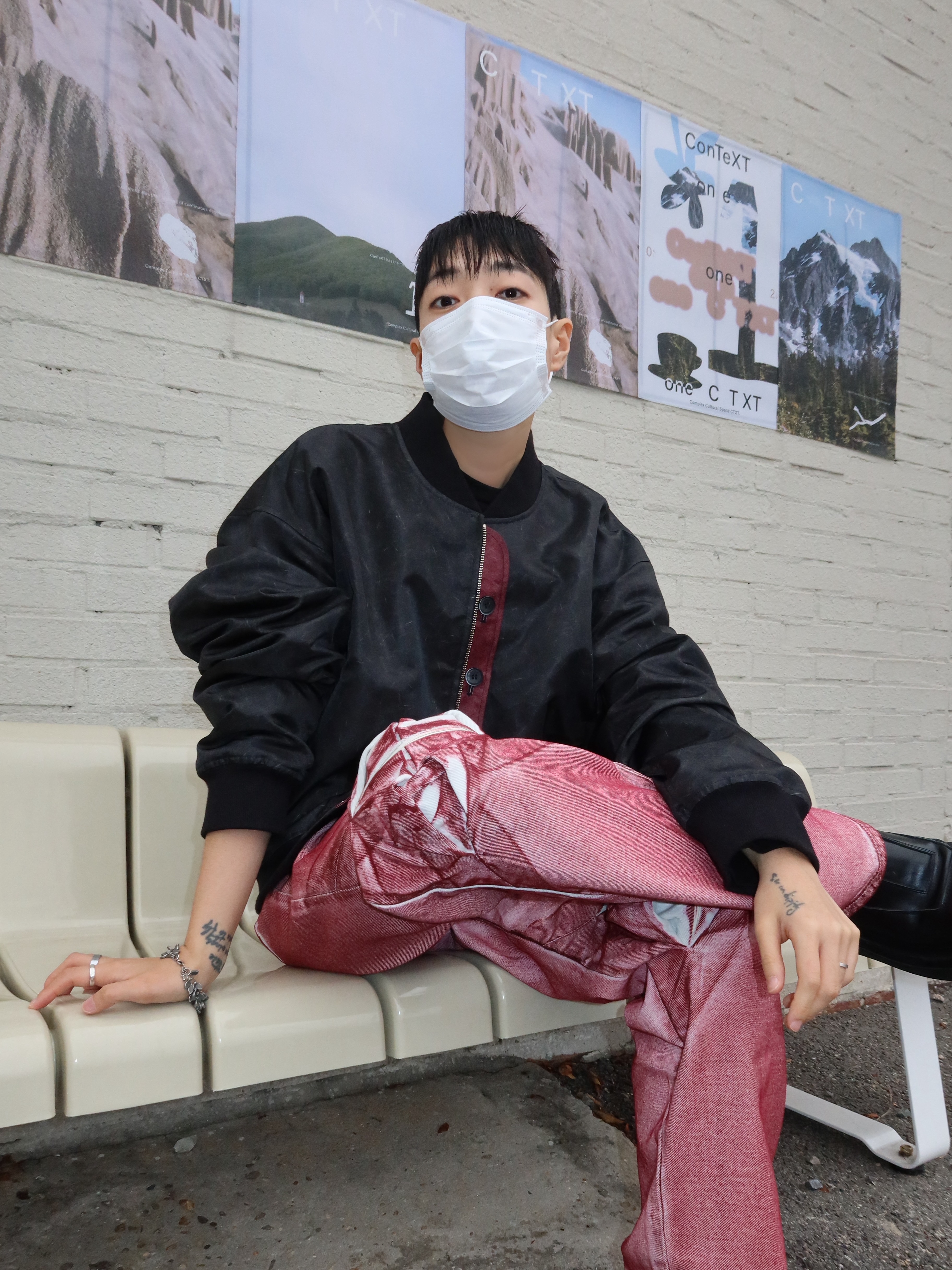 Hono Report 4 Button Bomber Jacket Scratch Black, Hono Report Leaf Bracelet 착용 스타일 - 6