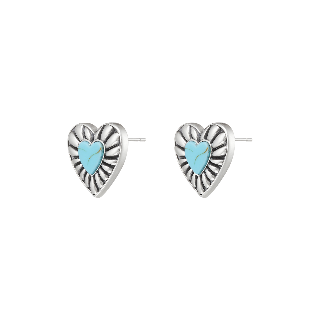 넘버링 #8262 하트 터콰이즈 이어링 빈티지(NUMBERING #8262 Heart Turquoise Earrings Vintage)