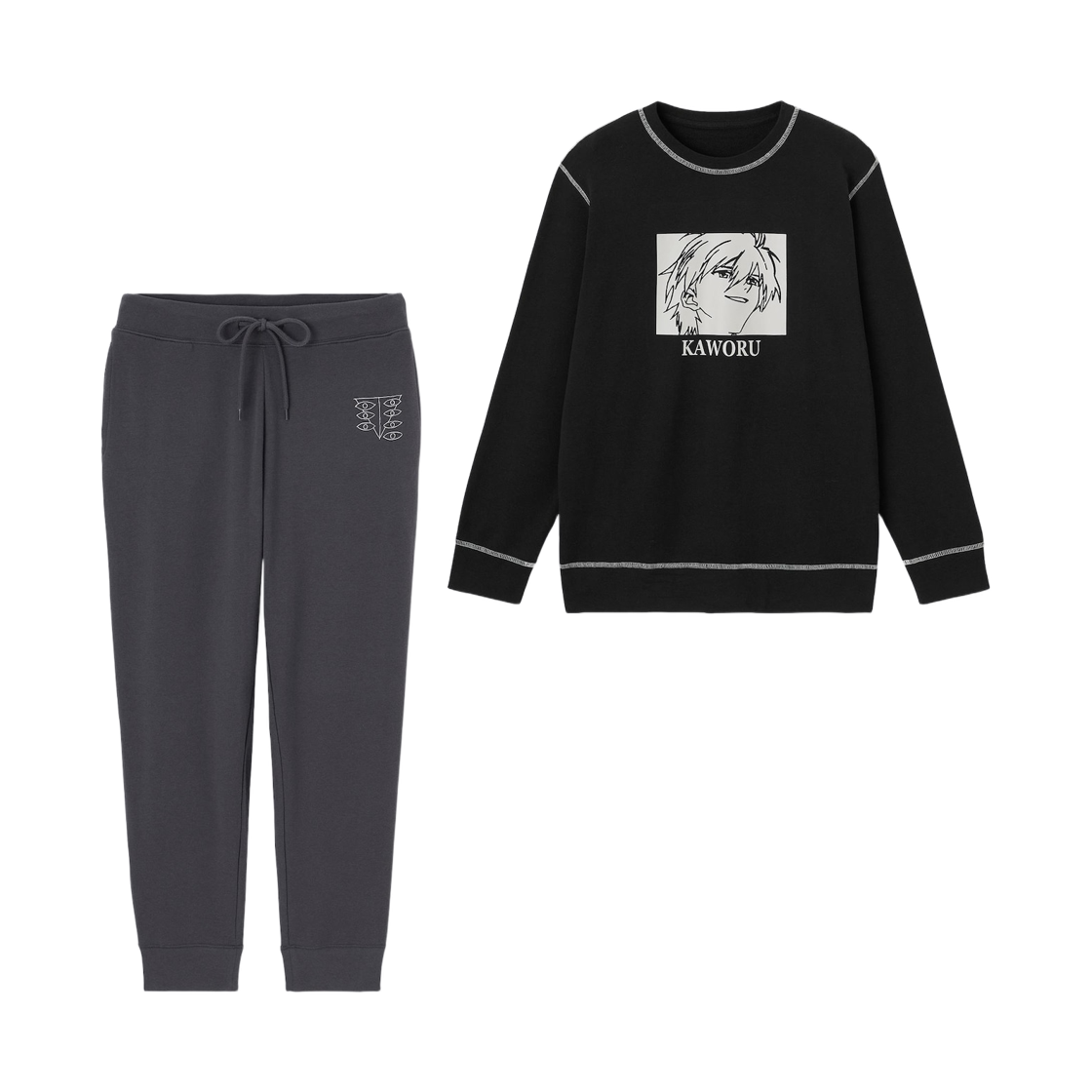 353088-09 GU x Evangelion Stretch Soft Lounge Set Long Sleeve Black