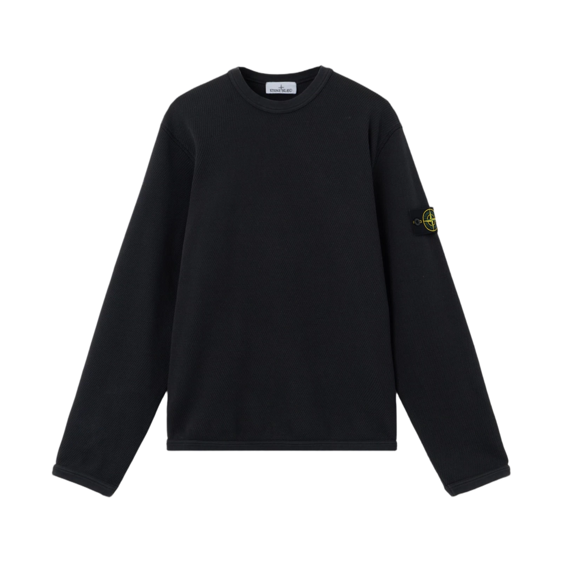 L1S1561000-11S0297-V0029 Stone Island 6100011 Mesh Stitch Organic Cotton Fleece Regular-Fit Crewneck Sweatshirt with Elasticated Trims Black - 26SS