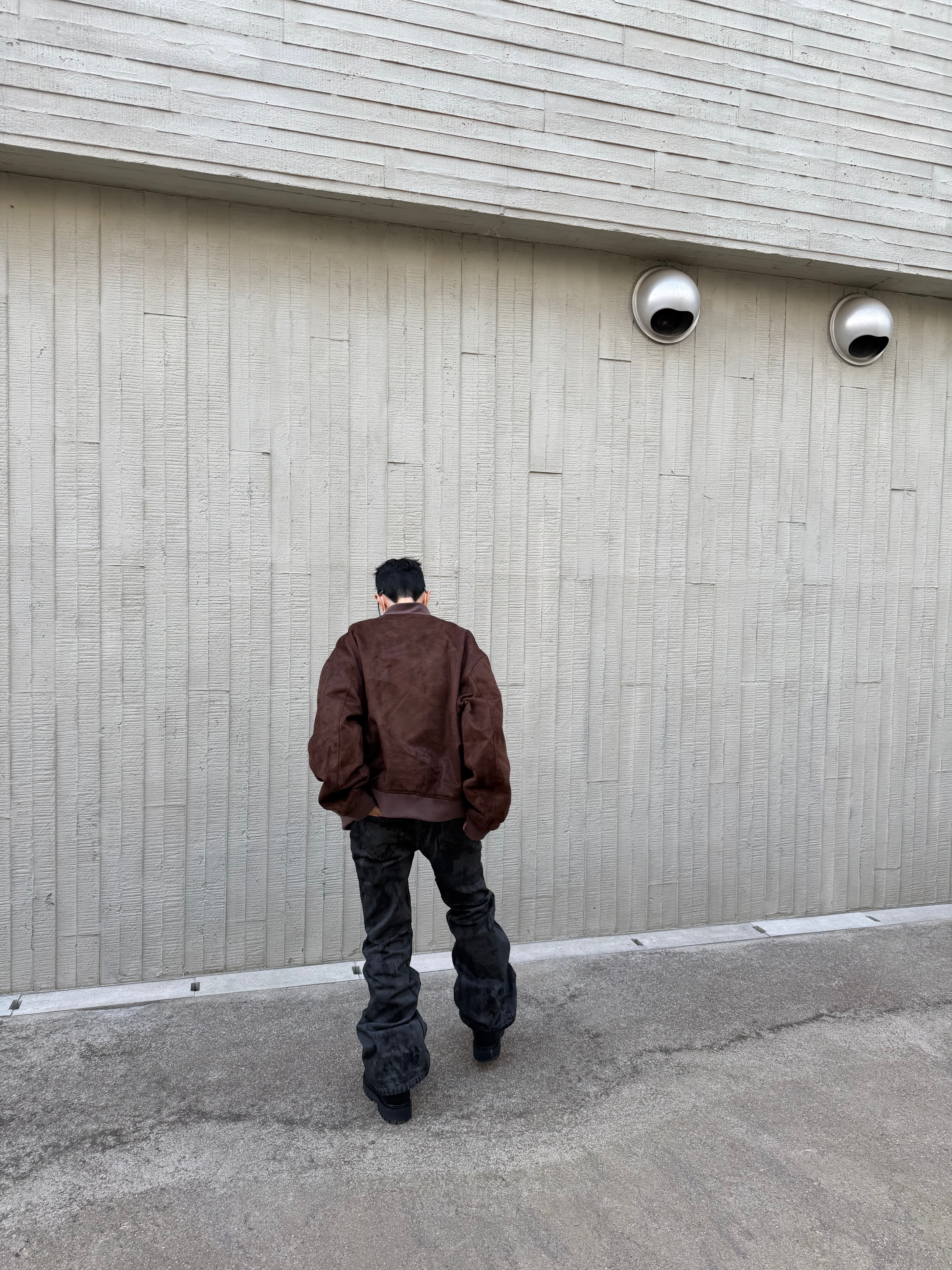 LOSTGARDEN Phantom, Hono Report 4 Button Bomber Jacket Dark Brown 착용 스타일 - 5
