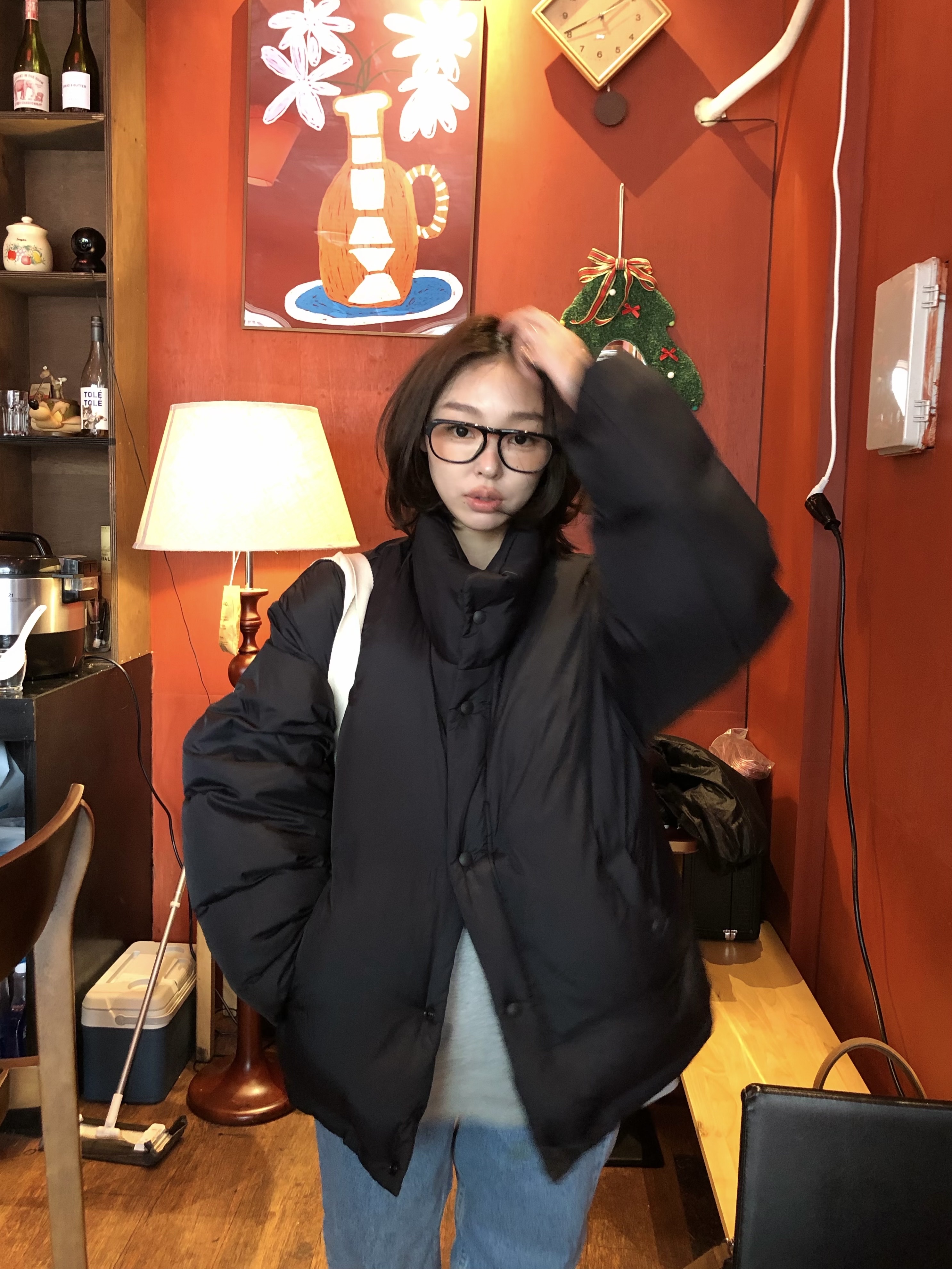 Polyteru Human Index Human Down Puffer 1.2v Black 착용 스타일 - 2