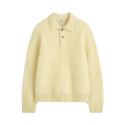 COS Brushed Mohair Blend Polo Sweater Light Beige