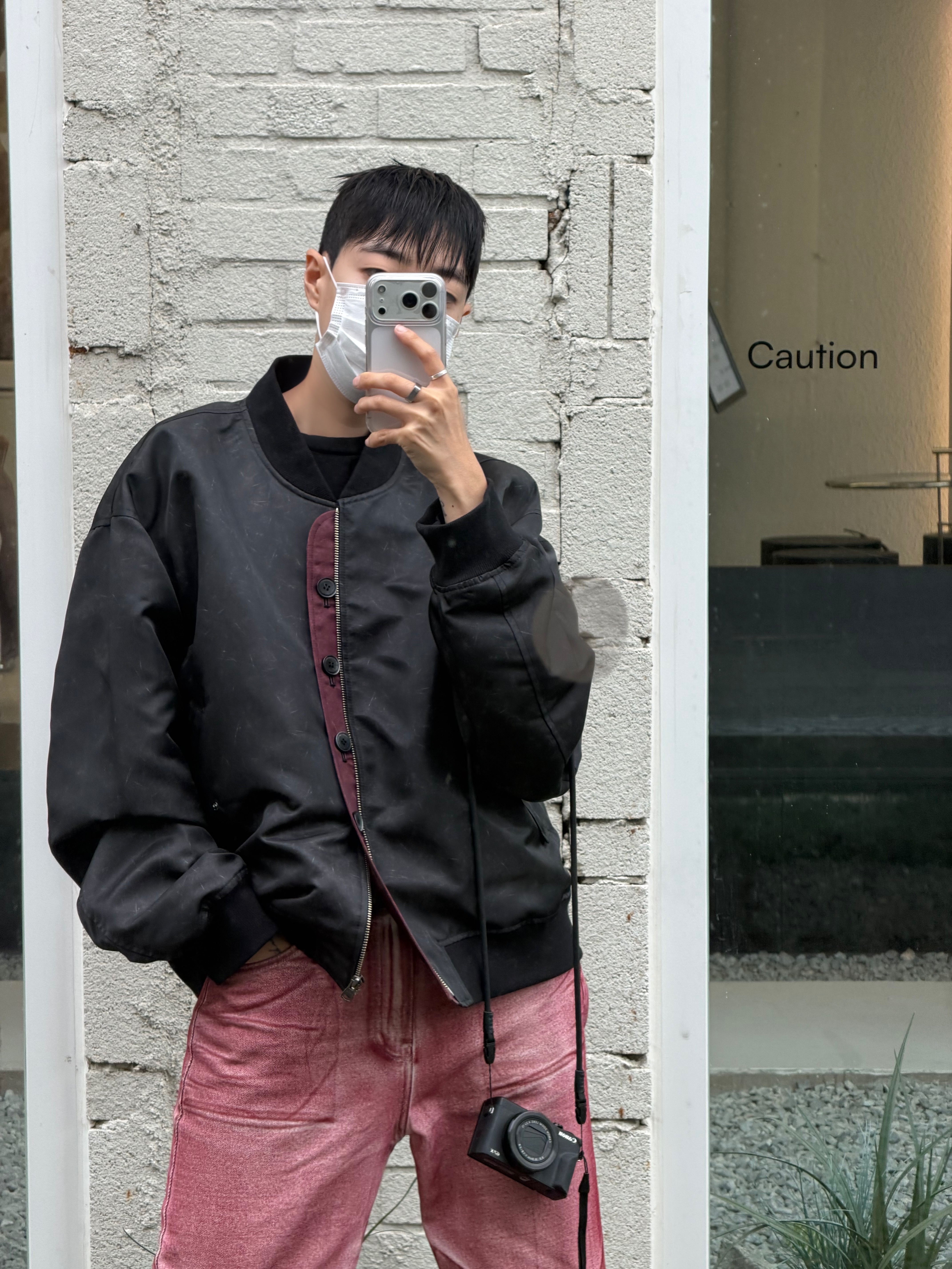 Hono Report 4 Button Bomber Jacket Scratch Black, Hono Report Leaf Bracelet 착용 스타일 - 7