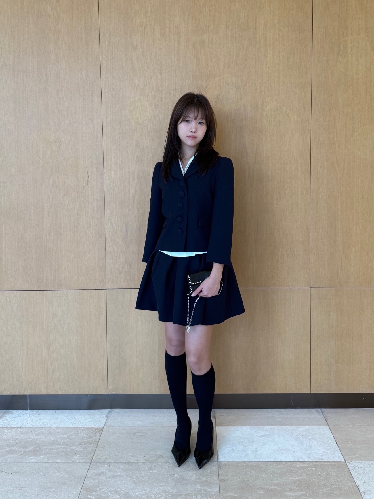 Shushu/Tong Women Tucked Short Skirt Navy Blue - 25FW 착용 스타일 - 3