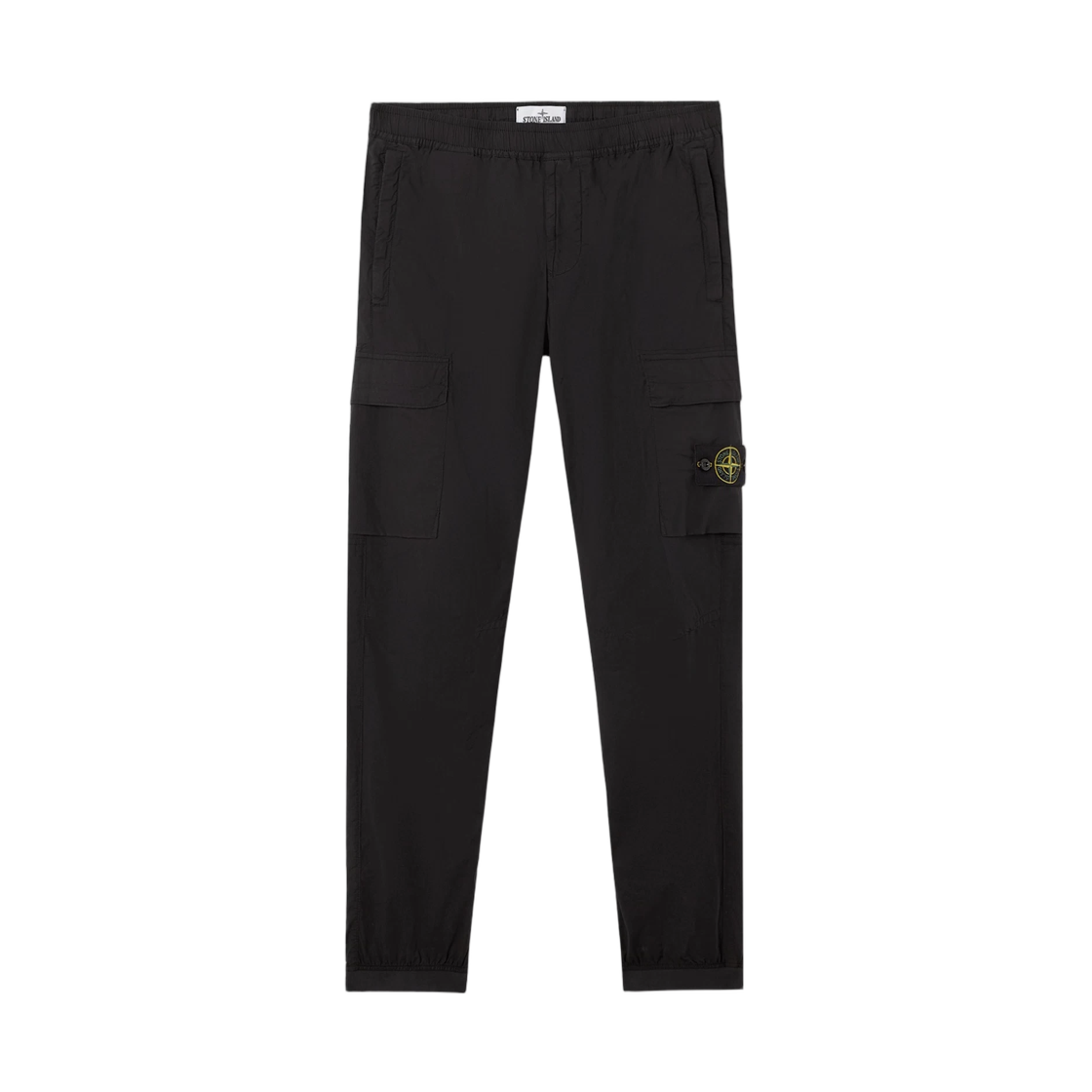 L1S1531000-31S0003-V0029 Stone Island 3100031 Stretch Cotton Tela Paracadute Regular-Tapered-Fit Cargo Trousers with Elasticated Waistband Black - 26SS