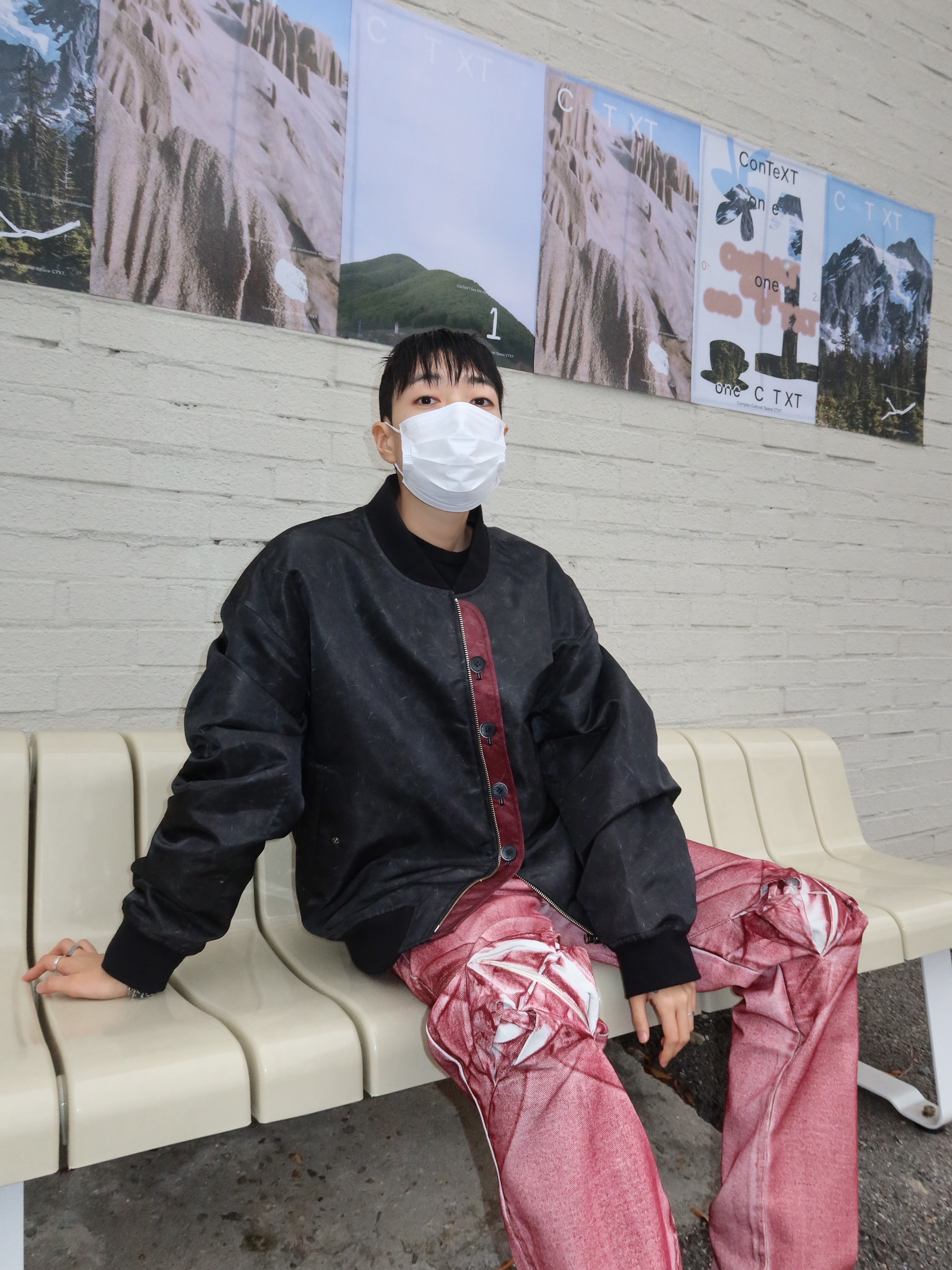 Hono Report 4 Button Bomber Jacket Scratch Black, Hono Report Leaf Bracelet 착용 스타일 - 5