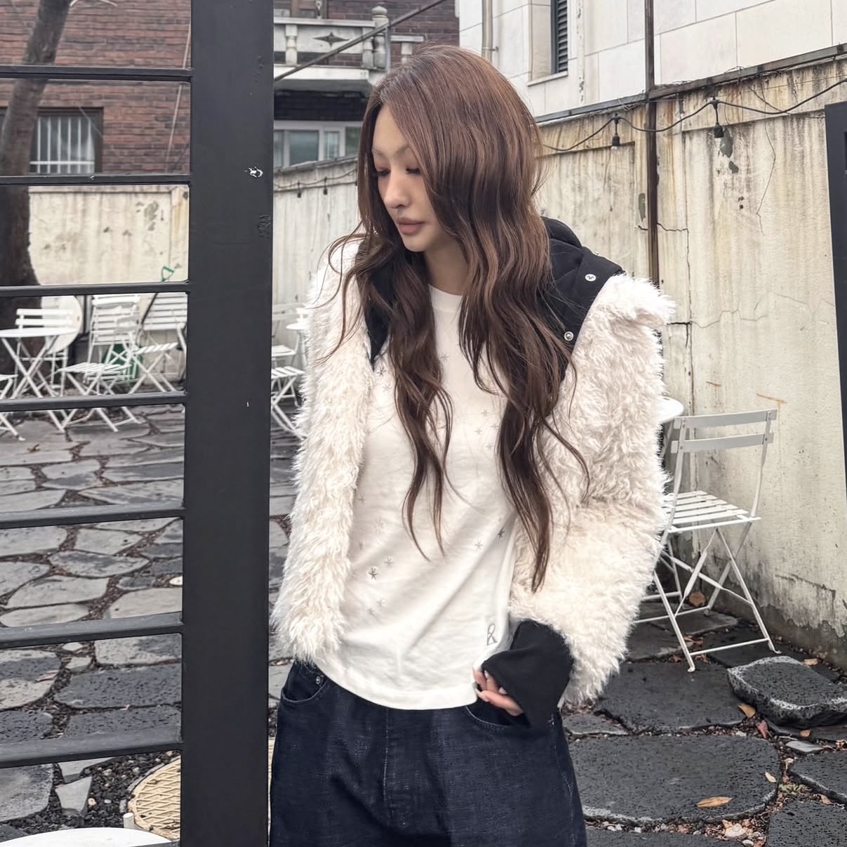Riomeu Stellance Long Sleeve Ivory 착용 스타일