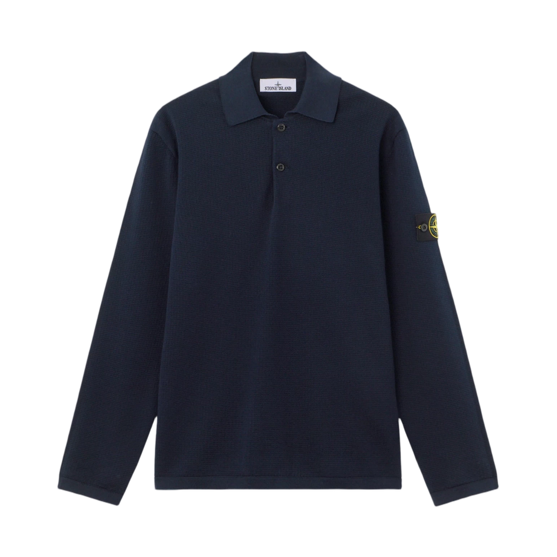 L1S1551000-24S01B2-V0020 Stone Island 5100024 Micro Stitch Soft Organic Cotton Loose-Fit Long-Sleeve Polo with Ribbed Trims Navy Blue - 26SS