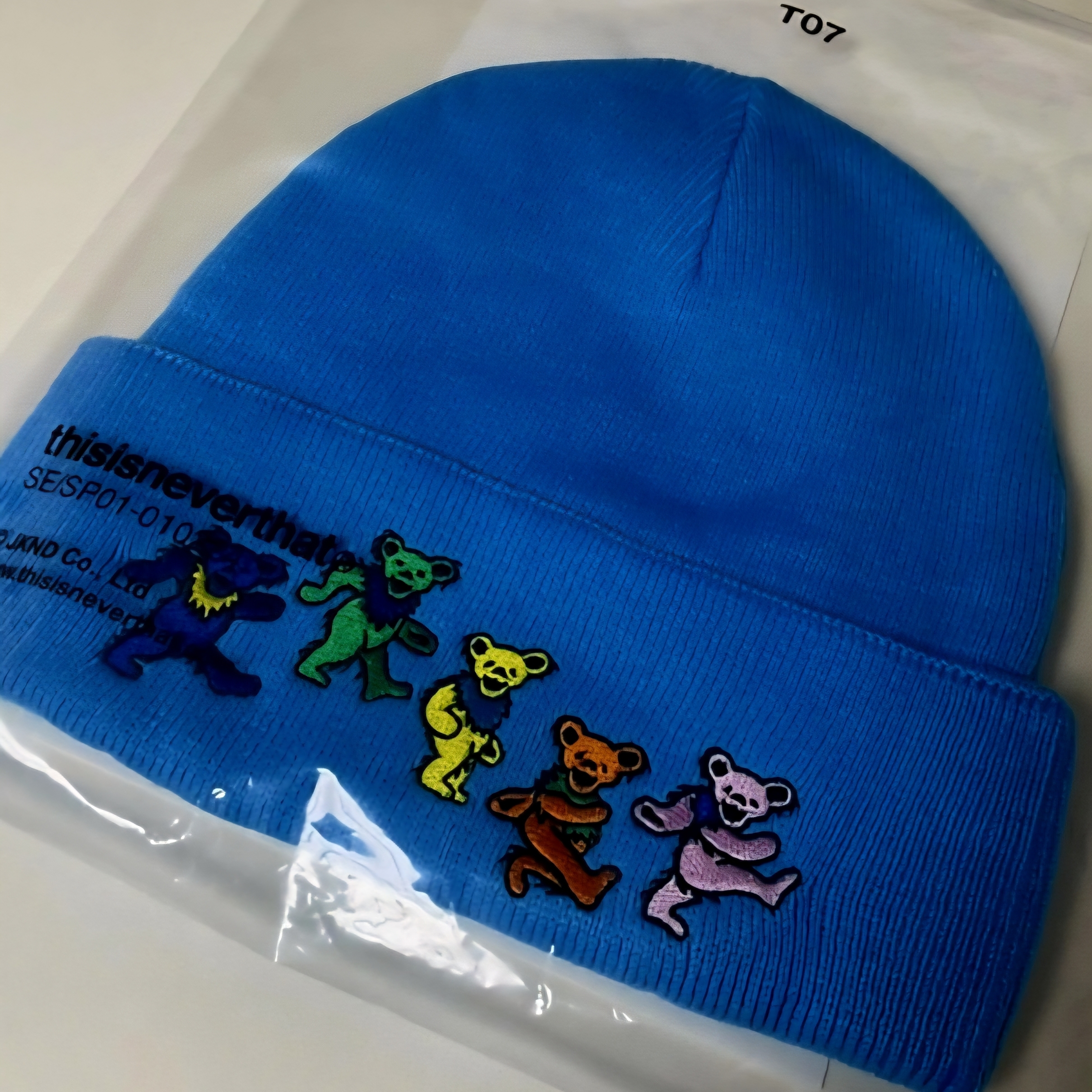 Thisisneverthat x Grateful Dead Dancing Bears Beanie Blue 착용 스타일