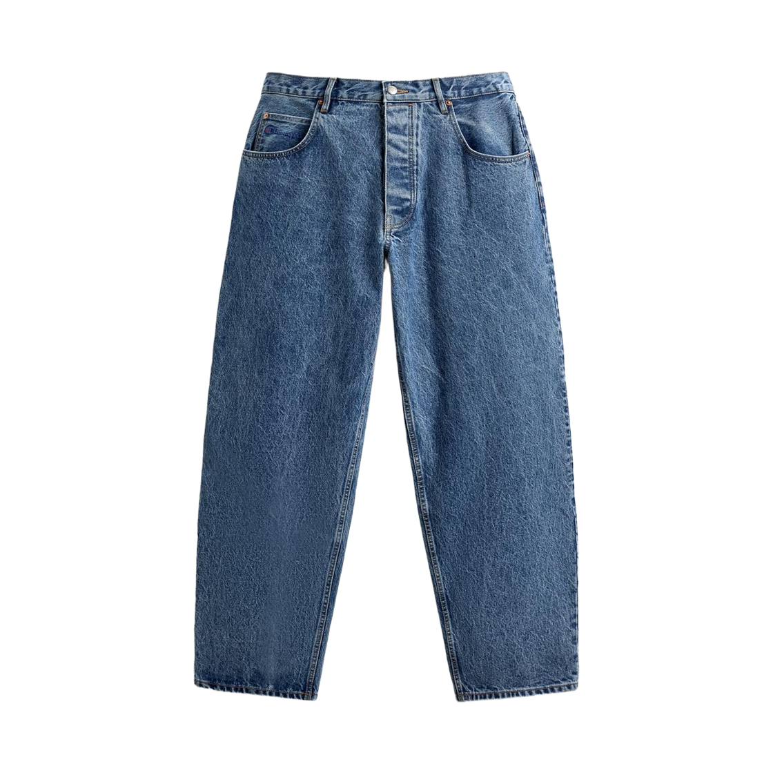 자라 x 챔피온 루즈 테이퍼드 핏 진 미드 블루(Zara x Champion Loose Tapered Fit Jeans Mid Blue)