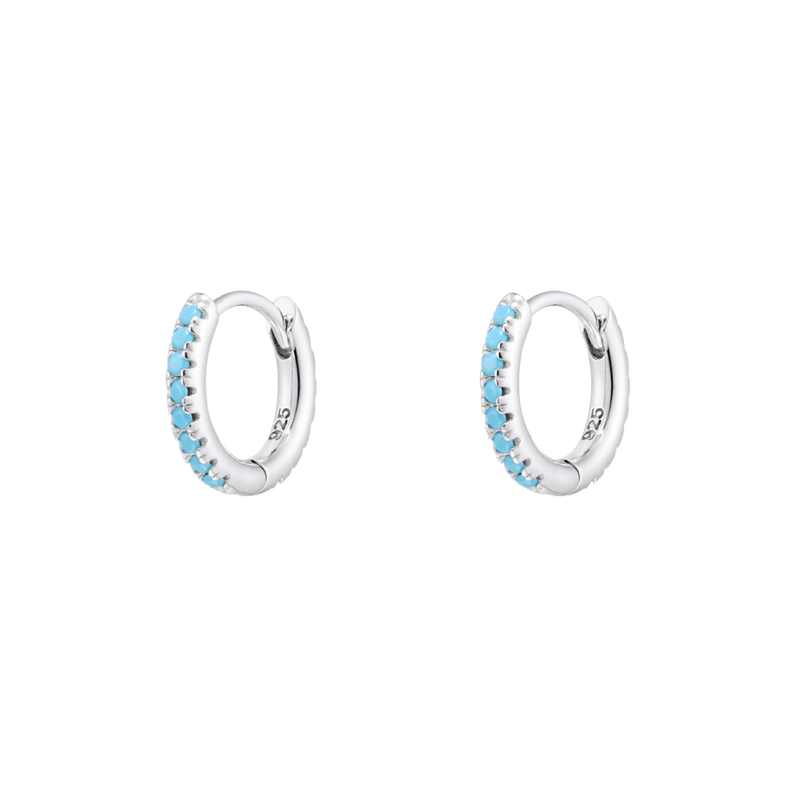 N25ME04 NUMBERING #3122 Basic Pave Hoop Earrings Blue