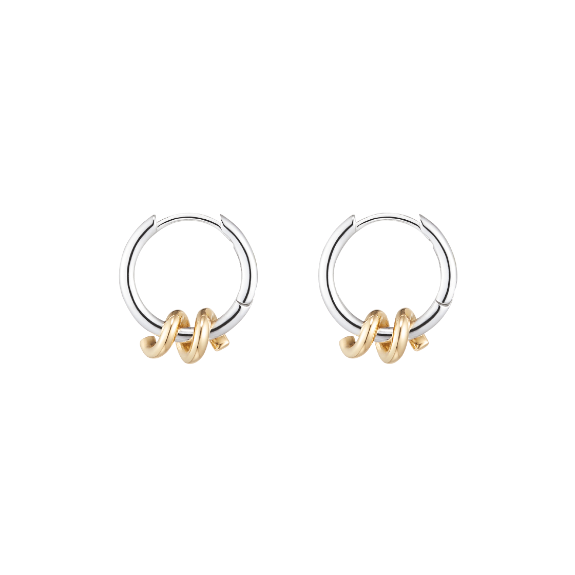 넘버링 #4203 랩 코일 훕 이어링 콤비(NUMBERING #4203 Wrapped Coil  Hoop Earrings Combi)